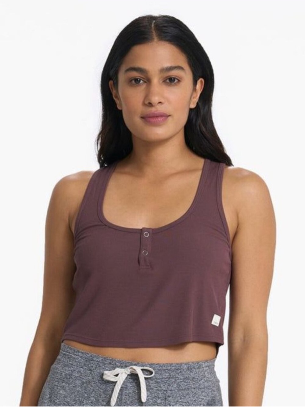 Vuori Cove Crop Tank Chestnut